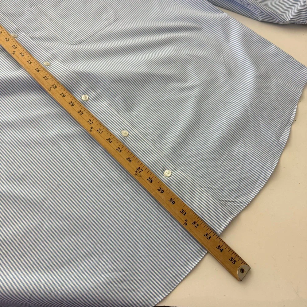 Duluth Trading Co Wrinklefighter Shirt Mens 3XL Light Blue Striped Relaxed Fit - Picture 7 of 7